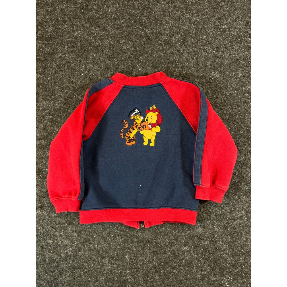 Vintage 90s Disney Baby Winnie the Pooh Firefighter Zip Jacket Navy Red 2T
